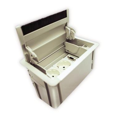 Masa Üstü Aluminyum Priz Kutusu 2 Priz + 1 Data Priz