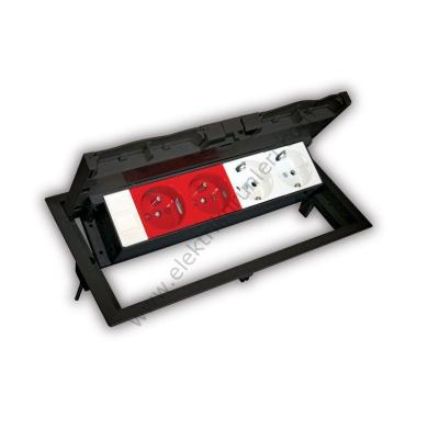 Masa Üstü Priz Kutusu Plastik Kapaklı 2 Ups+2 Şebeke+1 Data Siyah