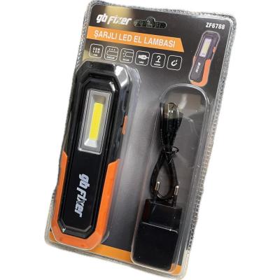 Şarjlı Led El Lambası Mıknatıslı Tamirci Feneri 3 Watt Kancalı 3 Fonksiyonlu Oto Tamirci Kamp Outdoor 240 Lümen USB Kablo ve Adaptör Dahil