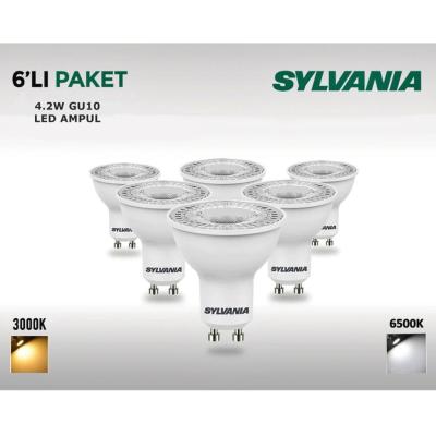 Sylvania 4,2W=50W GU10 Led Ampul 6 Adet Beyaz-GünIşığı Çanak Spot