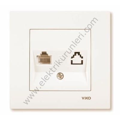 Viko Karre Krem Numeris Telefon Prizi Tekli Cat3 Çerçeve Dahil