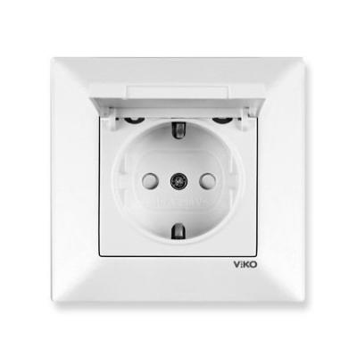 Viko Meridian Beyaz Kapaklı Topraklı Priz Çerçeve Dahil